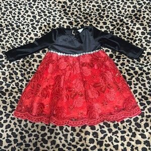 Rare Editions 2T Girls Long Sleeve Christmas Holiday Sequined Beaded Dress